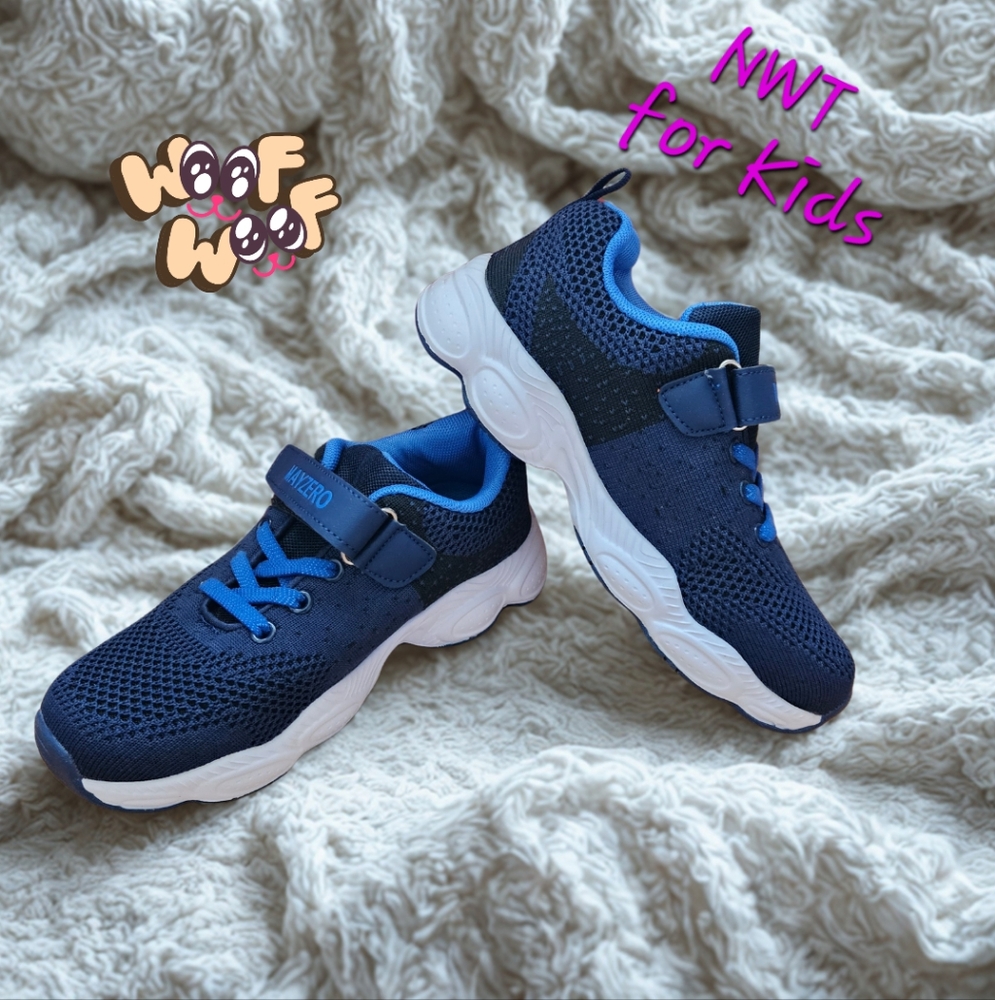 👟Bo Kids Lightweight Navy Blue Kids Running Shoes with Velcro Strap